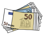 Drawing of banknotes