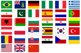 Flags of 33 nations representing origin of employees at FLI