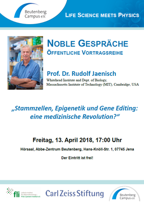 Prof. Dr. Rudolf Jaenisch at "Noble Talks"