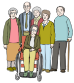 Drawing of elder people